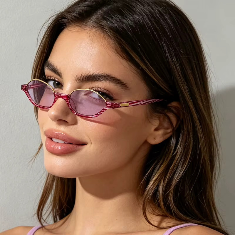 Auecmoi Sonnenbrille, Metall, Vollrand, oval, pink, Unisex - Bild 3