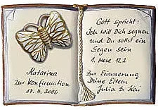 Artelithschild Decoramic als Buch für Ehrungen und besondere Anlässe in Gold mit Schmetterlingsmotiv, B/H: 20 x 13 cm - Bild 1