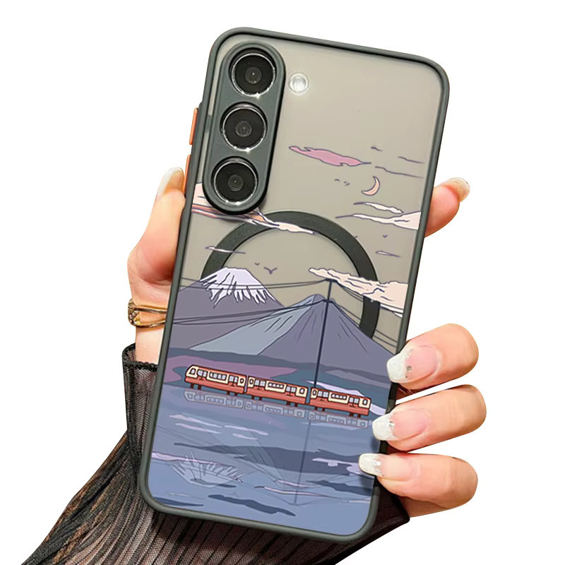 Magnetische Handyhülle mit Schneeberg-Muster für Samsung Galaxy S26 S25 S24 S23 Ultra S25 FE A57 A17 A37 A56 A55 A16 in Schwarz und Multicolour, Acryl-Cover - Bild 2
