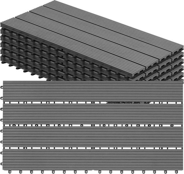 WOLTU WPC Terrassendielen Holz-Optik Hellgrau, 6 Stück pro 1 m², B/H: 30 x 60 cm - Bild 1