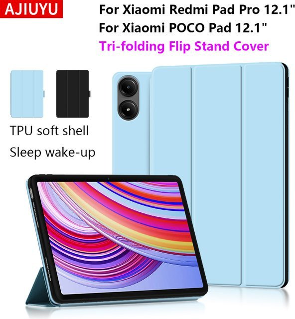Xiaomi Flip-Cover PU Ledertasche für Redmi Pad Pro 12,1 Zoll 2024 und POCO Pad 12,1 Zoll in Blau mit Smart Stand Funktion - Bild 1