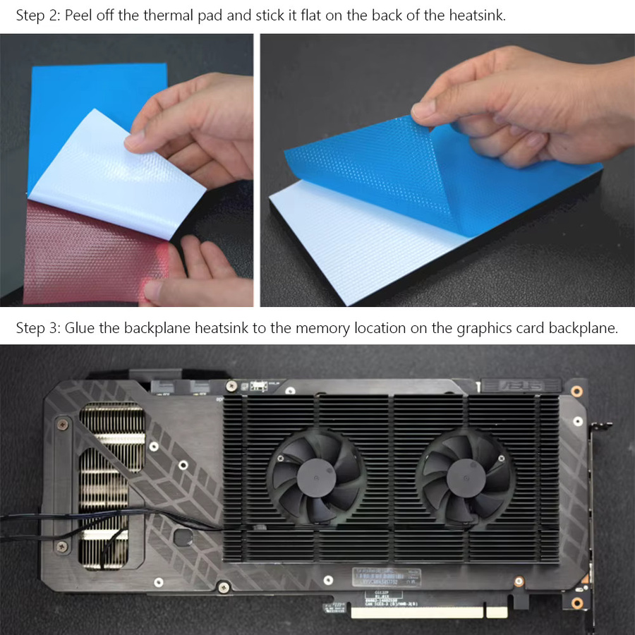 ALLOYSEED GPU-Rückplattenkühler für RTX 3090 3080 3070 Serie in Schwarz mit PWM-Speicherkühler für VRAM - Bild 4