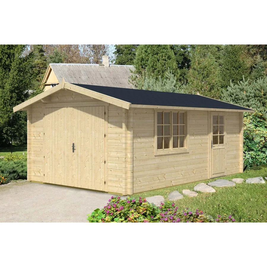 Alpholz Holzgarage Modell A-70 ISO Fichte Natur Braun B/T/H: 400 x 598 cm - Bild 2