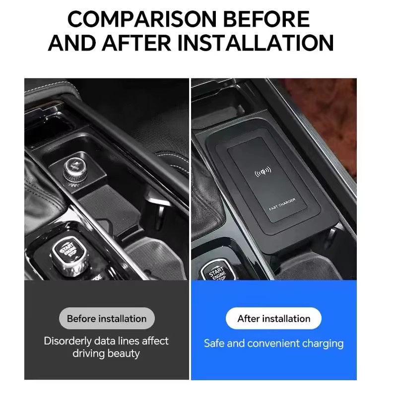 LINGLUYANG Kabelloses Auto-Ladegerät und Ladepad in Schwarz für Volvo XC90 S90 V90 XC60 S60 V60 - Bild 2