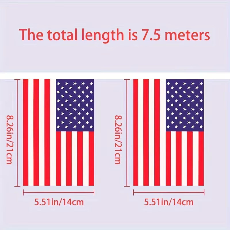 XIANGYING US American String Flag Banner Set mit 24 Stück, patriotische Wimpelkette in Rot, Weiß und Blau für Unabhängigkeitstag und Veranstaltungen - Bild 2