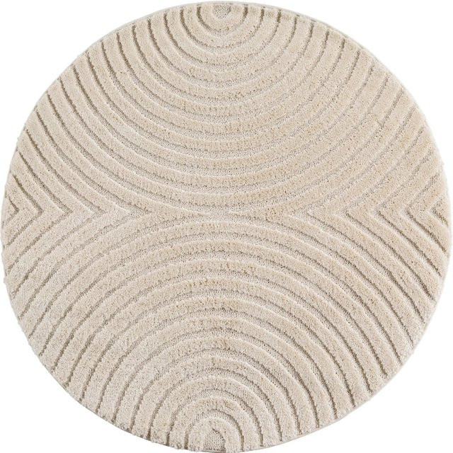 Ayyildiz Kurzflorteppich im Boho-Design, Farbe Creme/Beige, Durchmesser: 80 cm - Bild 1