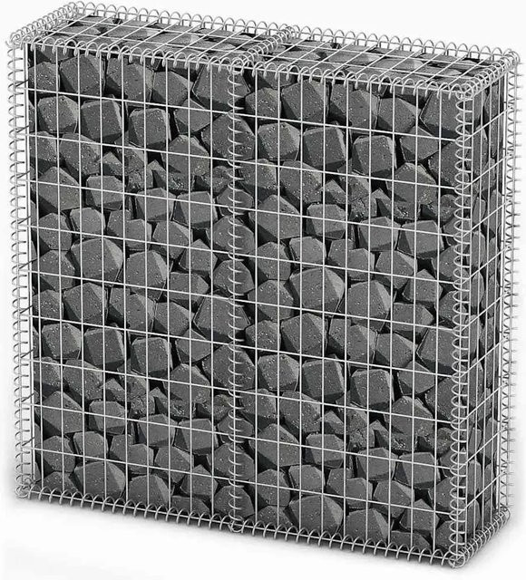vidaXL Steinkorb Gabione mit Deckel aus verzinktem Stahl, Grau, B/T/H: 100 x 100 x 30 cm - Bild 1