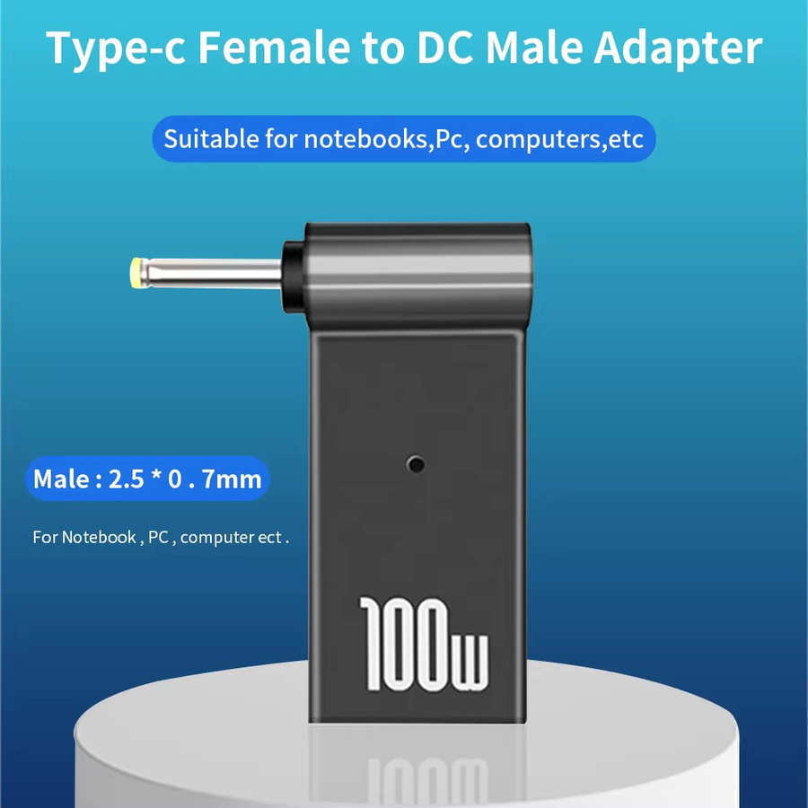 USB-C auf DC Konverter Adapter für Lenovo, HP und DELL, 100W Laptop Ladegerät Netzteil mit 5A 20V, Schwarz - Bild 5