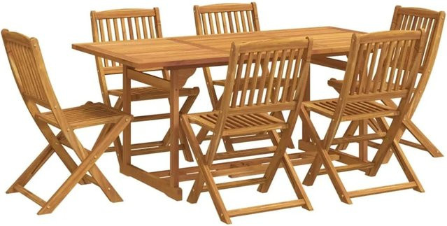 vidaXL Garten-Essgruppe aus Akazien-Massivholz, 7-teilig, braun, B/T/H: 180 x 90 x 75 cm - Bild 1