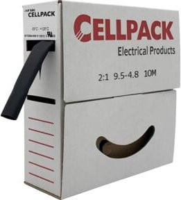 Cellpack Schrumpfschlauch in Abrollbox, Schwarz, 10m, Durchmesser: 9,5-4,8 mm - Bild 1