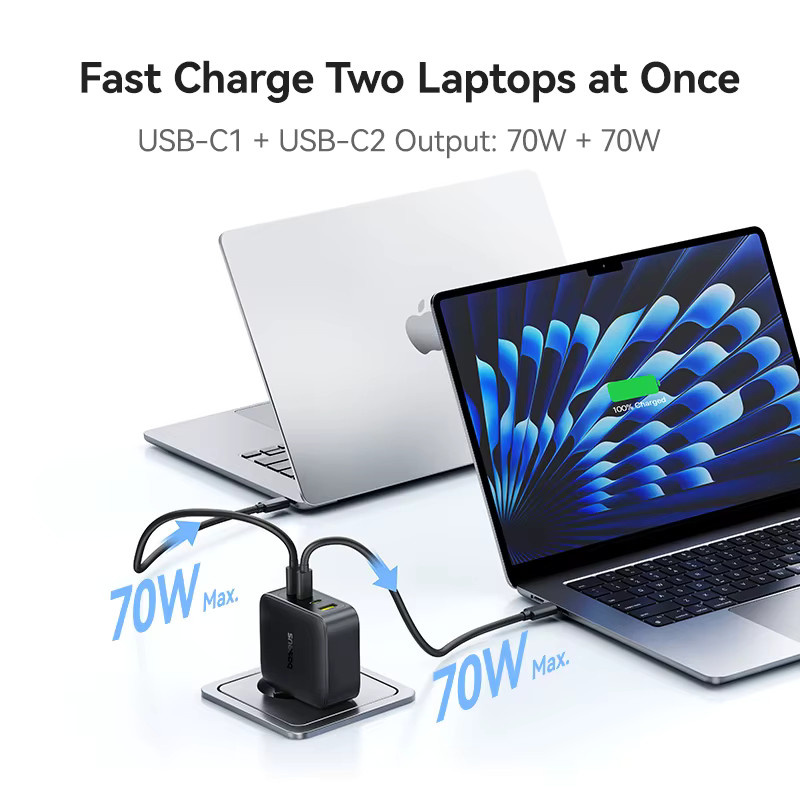 Baseus 140W USB-C Schnellladegerät PD Ladegerät in Schwarz für MacBook, Tablet und Smartphone - Bild 3