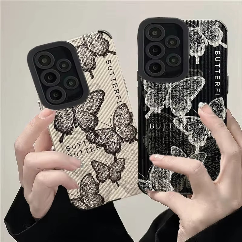 Samsung Galaxy Silikon Schutzhülle mit Retro Schmetterling Design für verschiedene Modelle wie A54 A53 A52 A51 A34 A33 A32 A31 A22 A21S A14 A13 A12 A73 A72 A71 5G - Bild 3