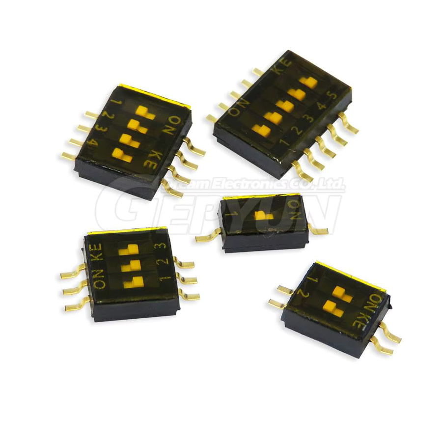 5 Stück SMD SMT Schiebeschalter Set mit 1P bis 5P Optionen, Pitch 1,27 mm, DIP Kippschalter in Schwarz - Bild 2