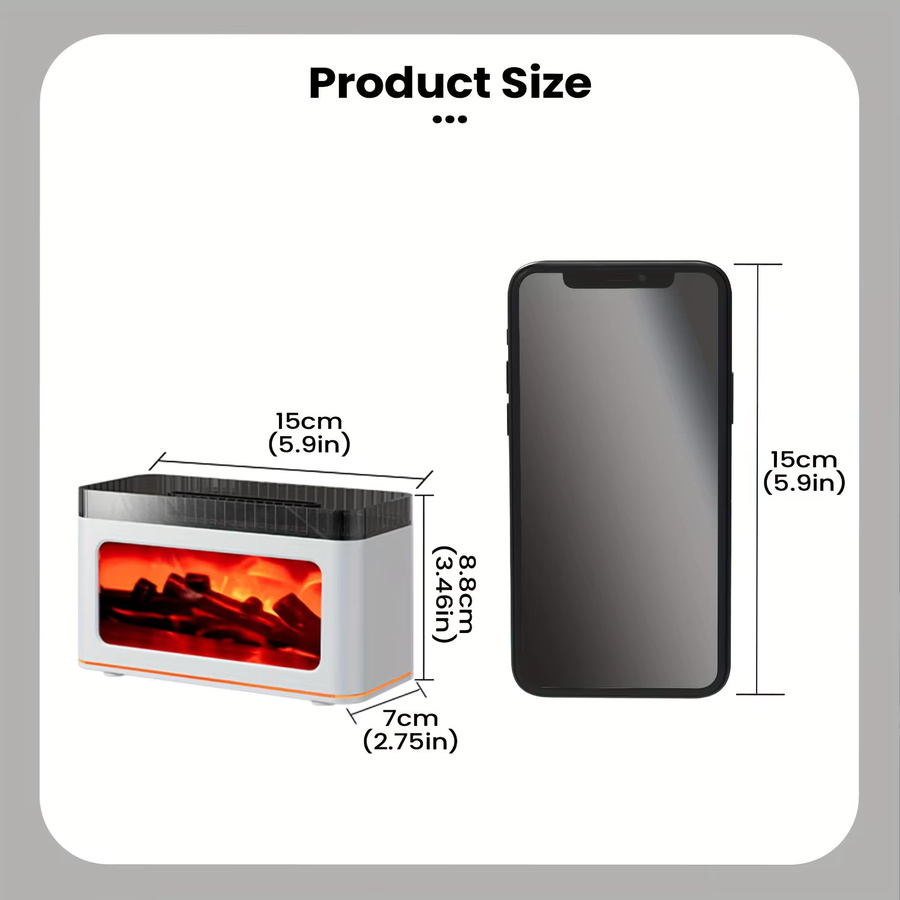 HAOYUNMA Mini-Kamin-Aroma-Diffusor und Luftbefeuchter mit Flammen-Lichteffekt in Schwarz - Bild 3