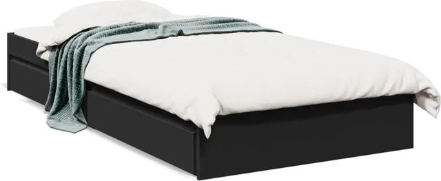 vidaXL Bettgestell mit Schubladen in Schwarz aus Holzwerkstoff, B/T/H: 90 x 190 x 28 cm - Bild 1