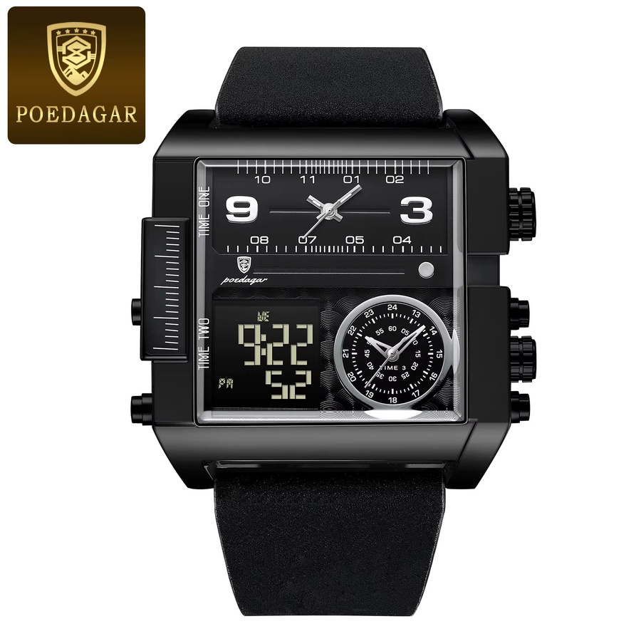 POEDAGAR Digitaluhr, Quarz, Kunststoff, Schwarz, Herren - Bild 7
