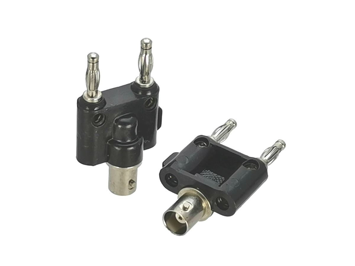 BNC auf Bananenstecker und Buchse HF-Adapter koaxial in Schwarz - Bild 2