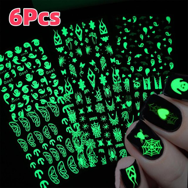 HotPress Nagelaufkleber 3D Leuchtend, Halloween Motiv, 6 Stück - Bild 1