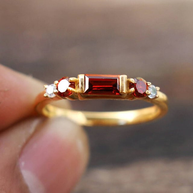 Huitan Ring, Gold, roter Zirkonia, Damen - Bild 1
