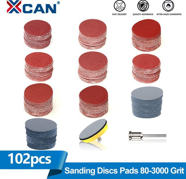 XCAN Schleifscheiben Pads Set mit 102 Stück, 2 Zoll, Körnung 80-3000, Schleifpolierpad Kit für Drehwerkzeuge - Bild 1