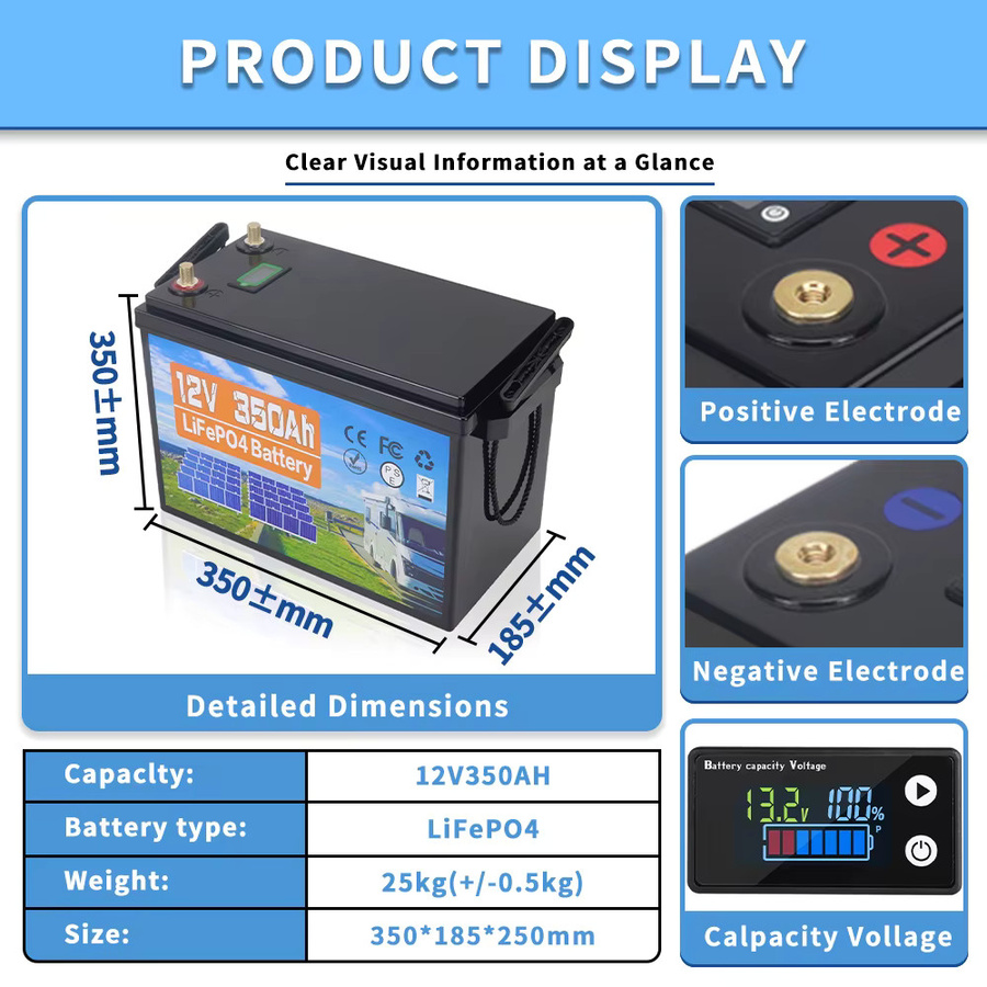 Likctt Lithium-Batterie 350Ah mit integriertem 4S 100A BMS, Black, für Wohnmobile, Marine, Solar und Off-Grid-Anwendungen - Bild 8