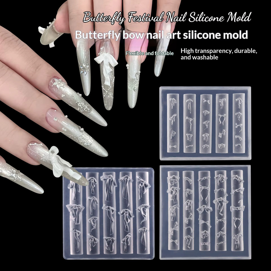 Silikon-Nagelkunstform mit Schleifenmuster, Relief-Design - Bild 2