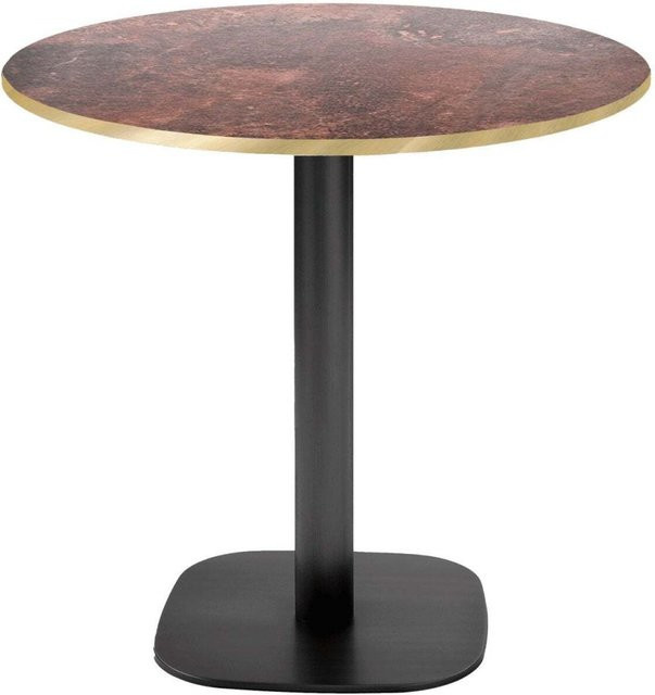 RestooTab Tisch Round runder Beistelltisch mit verrosteter Metallplatte und schwarzem Gestell, Farbe: Gold/Schwarz, Höhe: 75 cm, Durchmesser: 70 cm - Bild 1