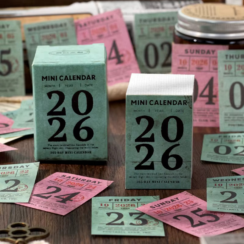 Vintage-Mini-Kalender 2026 Journal GO für 365 Tage als Planer und Zeitplaner für Schule und Büro - Bild 4