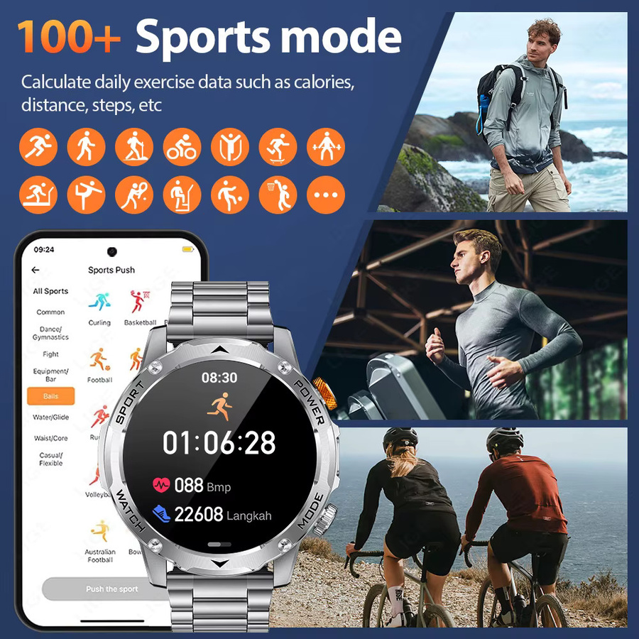 LIGE Smartwatch mit 1,7 Zoll Bildschirm, Bluetooth Anruf, Sprachassistent und IP68 Wasserdichtigkeit für Sport und Fitness, Grau/Silber - Bild 6