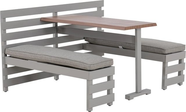Sunjoy Garten-Set Lagos aus Stahl in Grau mit Holzstruktur B: 126 cm, T: 128 cm - Bild 1