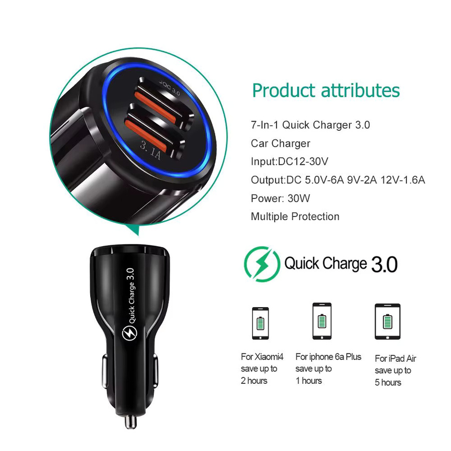 SEAMETAL USB Auto Ladegerät mit Doppel Schnellladefunktion 3.0, 12V-24V Zigarettenanzünder Adapter in Schwarz - Bild 4