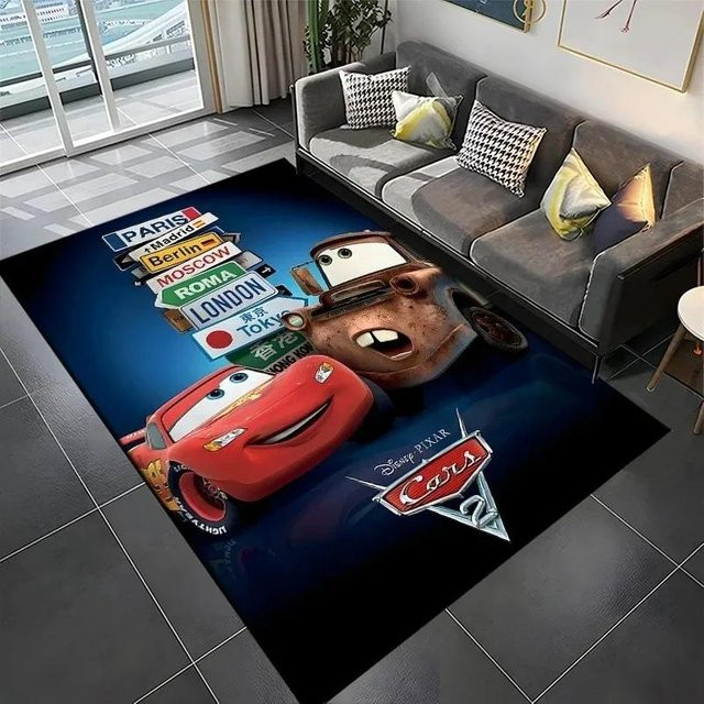 Karpetti Disney Lightning McQueen Kinder Teppich mit Auto-Motiv, rutschfest und waschbar, B/T: 80 x 120 cm - Bild 1