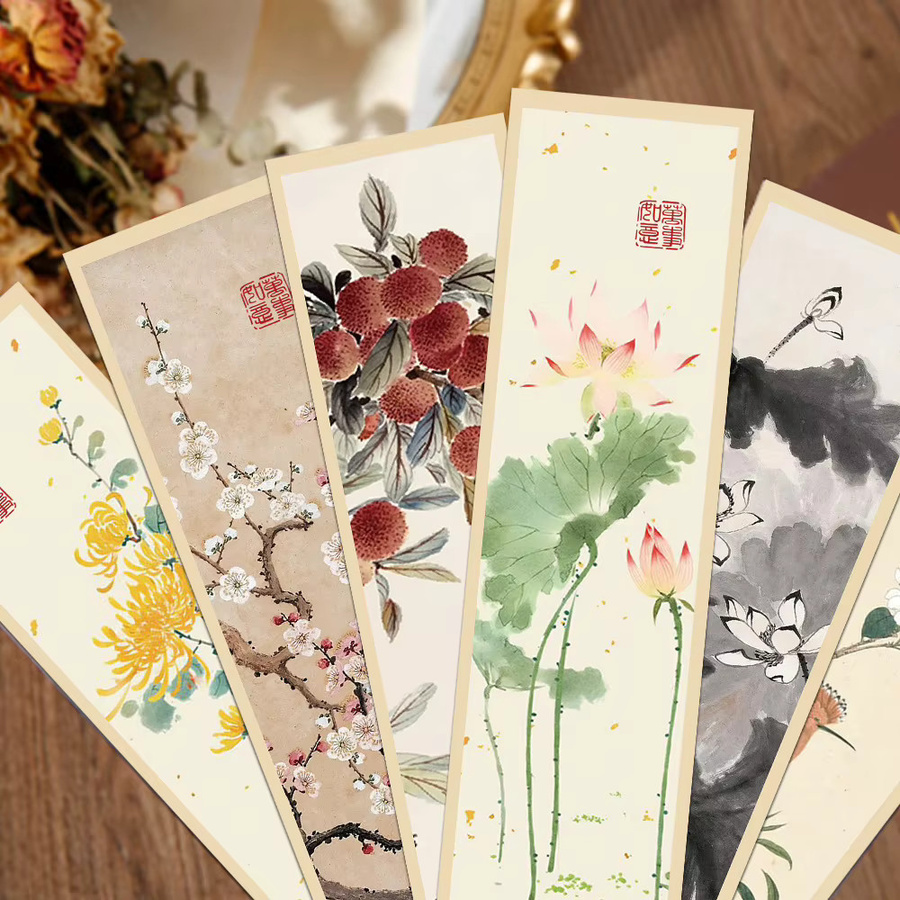 30 Stück Lesezeichen im chinesischen Stil mit Tinte-Malerei-Design, Mehrfarbig, aus Papier - Bild 2