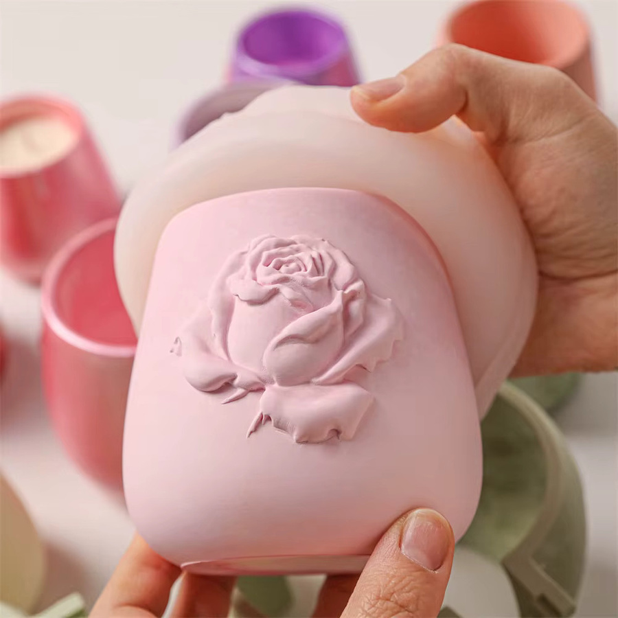 GBhouse Boowan Nicole Rose Relief Kerzenform für Beton und Zement zur DIY-Herstellung von Kerzengefäßen und Heimdekoration - Bild 4