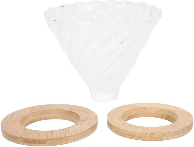 CosyHome Pour Over Kaffeetropfer aus Glas mit Holzsockel in Weiß - Bild 1