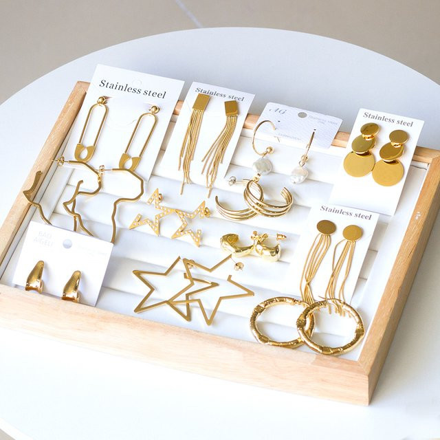 LUXUSTEEL Tropfenohrringe Edelstahl, Gold, Damen - Bild 1