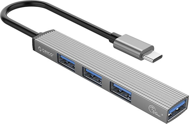 Orico USB-C Hub AH-A13 mit 1 x USB-A 3.0 und 3 x USB-A in Grau - Bild 1