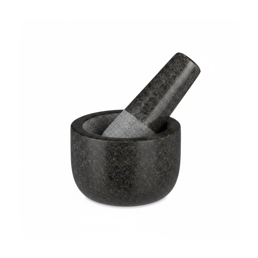 Relaxdays Granit Mörser mit Stößel in Grau, Durchmesser: 6 cm, Höhe: 8,5 cm - Bild 2