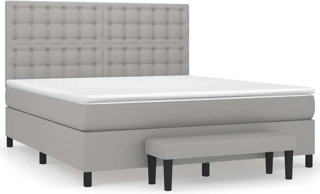 vidaXL Hybrid-Boxspringbett mit Matratze in Grau und Weiß, B/T/H: 180 x 200 x 128 cm - Bild 1