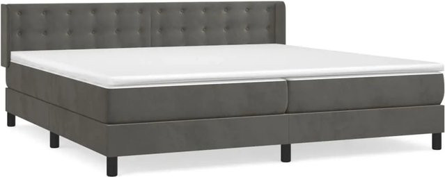 vidaXL Boxspringbett mit Matratze Dunkelgrau B/T/H: 200 x 200 x 203 cm Samt Hybrid-Design mit Taschenfederkern - Bild 1