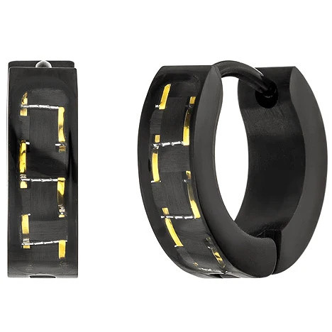 Colfem Creolen Edelstahl, schwarz beschichtet, goldfarbene Effekte, Unisex - Bild 1