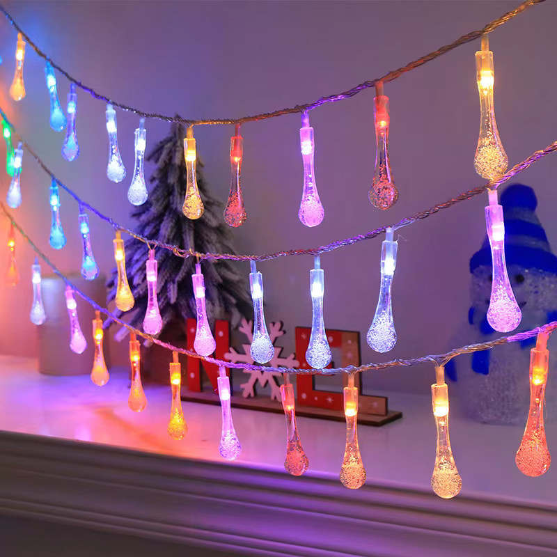 LED Wassertropfen Lichterkette mit USB-Anschluss in Warmweiß und Multicolour für Weihnachts- und Partydekoration - Bild 4