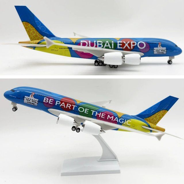 ZOCO Modellflugzeug Airbus A380 Dubai Expo aus Harz, Multicolor, Länge: 30 cm - Bild 1