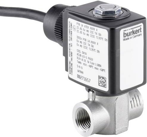 Bürkert Kolbenventil 380841 6240 24V G 1/2 Nennweite 12mm Zwangsgesteuert aus Edelstahl in Schwarz - Bild 1