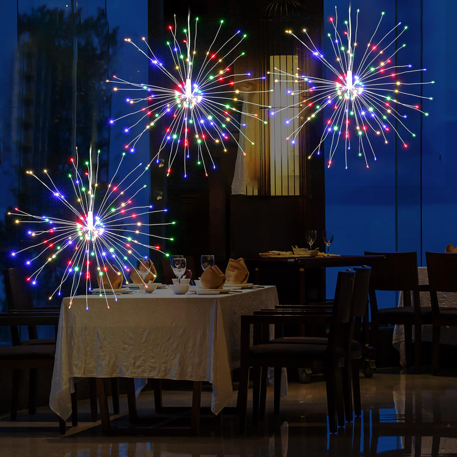 TOMTOP JMS 2er-Pack Feuerwerk LED Lichterkette mit 150 RGB LEDs, bunt, dimmbar mit Fernbedienung für Weihnachten, Hochzeit und Party - Bild 1