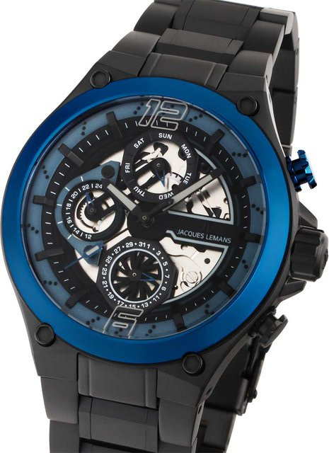 Jacques Lemans Herrenuhr, Quarz, Edelstahl, Blau, 43 mm - Bild 1