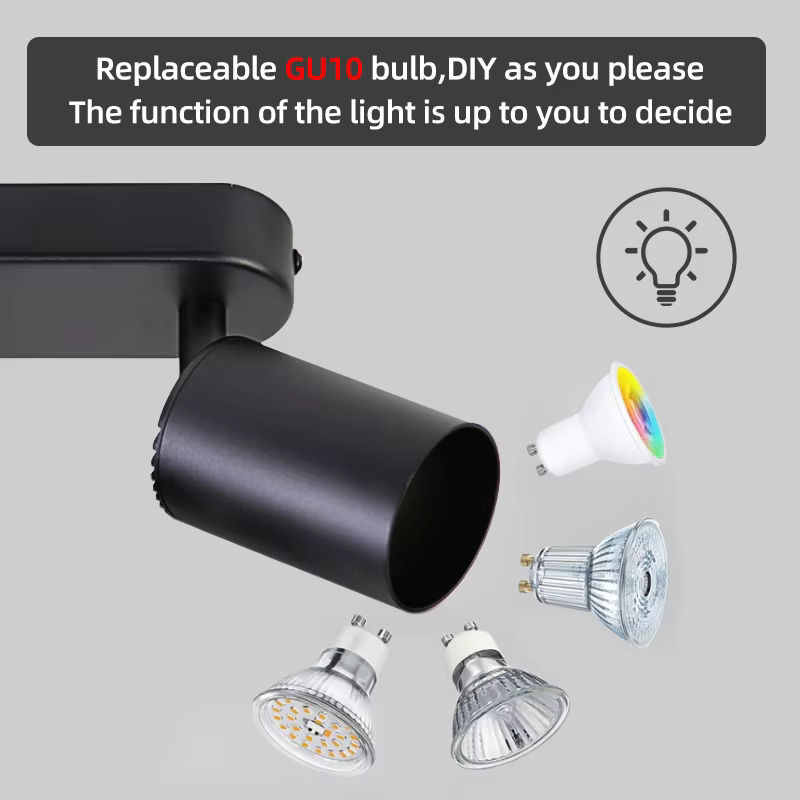 CHUANGYANG LED Deckenleuchte GU10, moderne Deckenstrahler aus Metall in Schwarz für Wohnzimmer und Flur, Warmweiß - Bild 2