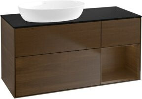 V&B Finion Waschtischunterschrank mit Wandbeleuchtung in Walnuss, Breite: 120 cm, Tiefe: 50,1 cm, Höhe: 50,1 cm - Bild 1