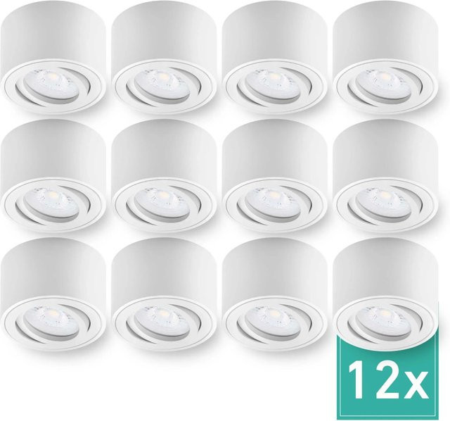Oktaplex Lighting 12er Set moderne Aluminium Aufbau-Spots in Weiß, schwenkbar mit LED-Modulen, Neutralweiß 4000K, 230V - Bild 1