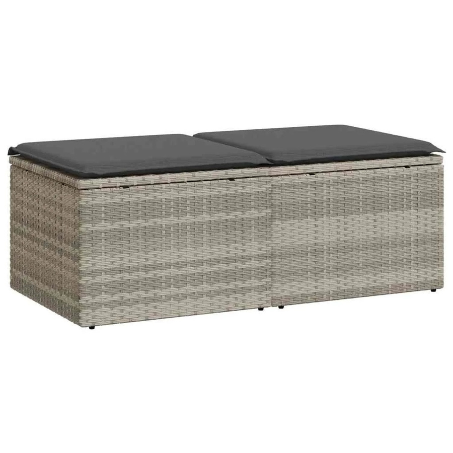 vidaXL 2-teilige Garten-Sofagarnitur aus Poly-Rattan mit Kissen in Hellgrau - Bild 2
